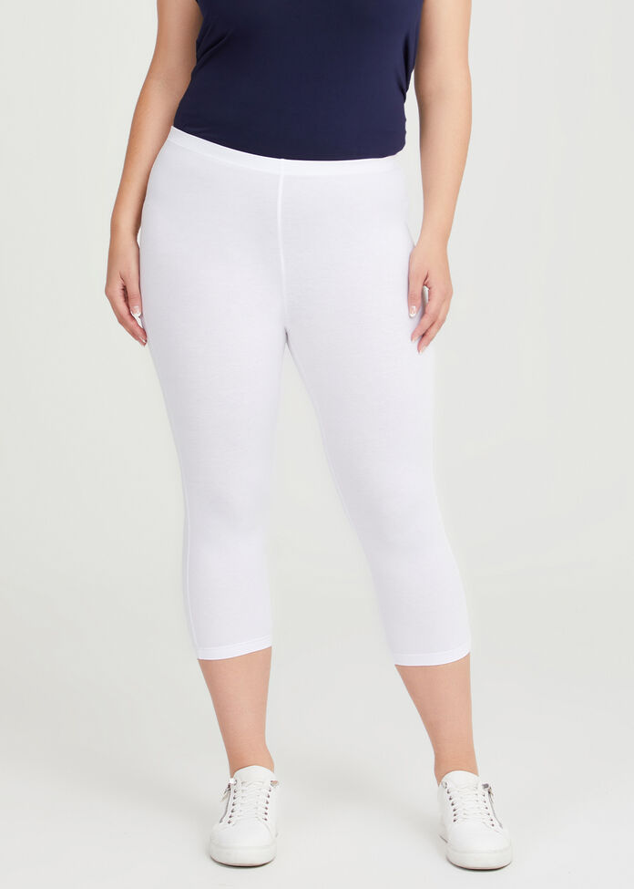 Shop Plus Size Australian Cotton Crop Legging in White, Sizes 12-30