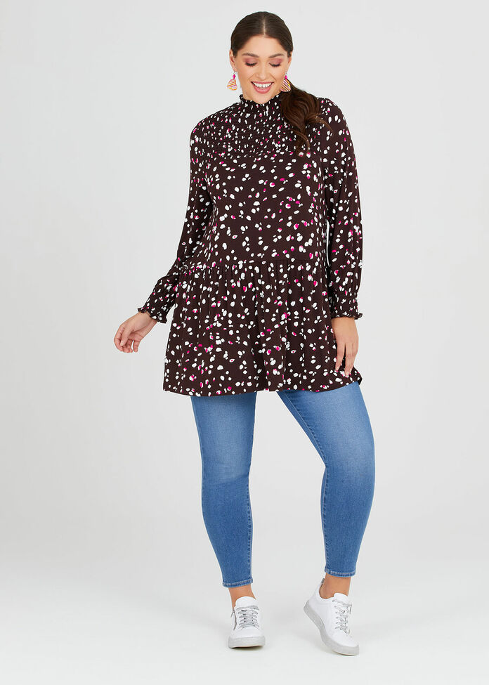 Bamboo Shirred Neck Tunic, , hi-res