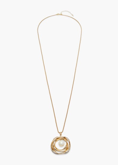 Long Pearl Gong Necklace