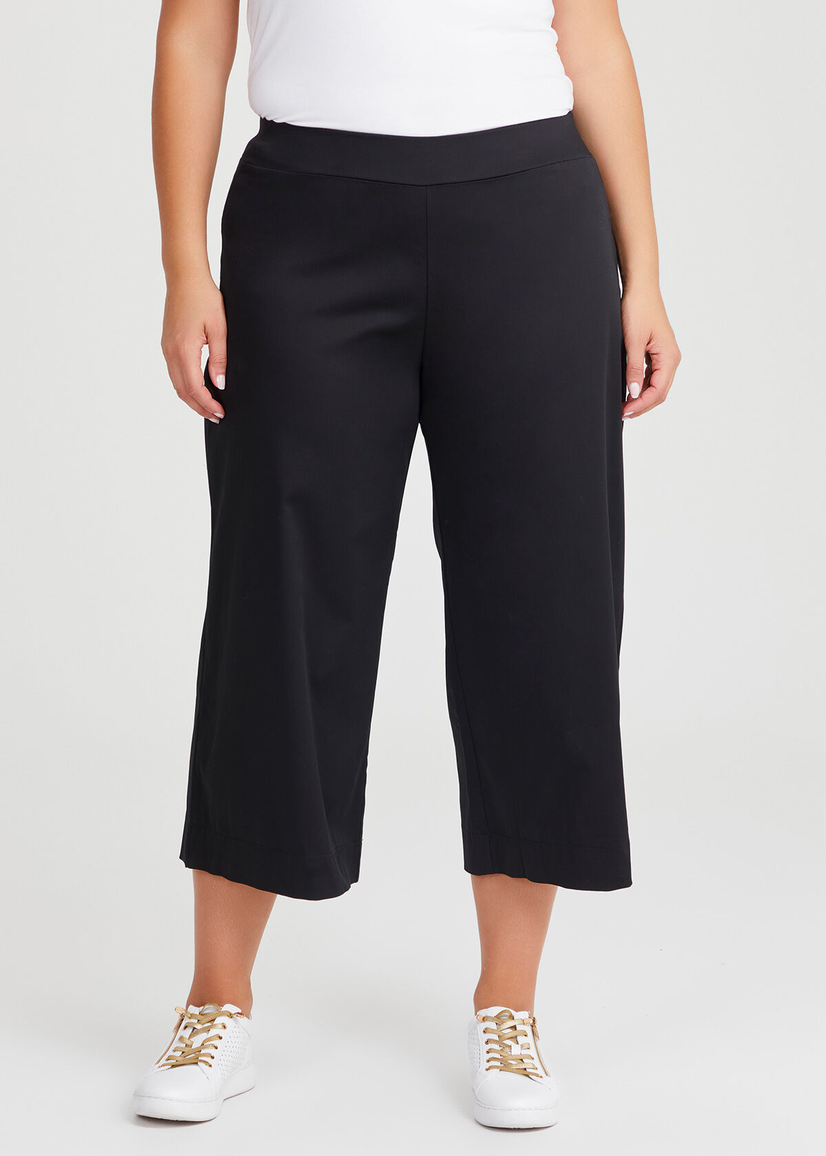 Shop Plus Size City Wide Leg Crop Pant in Black Taking Shape AU