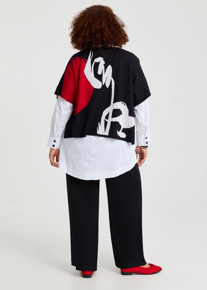 Jacquard Knit Cotton Cardigan, RIBBON RED, hi-res