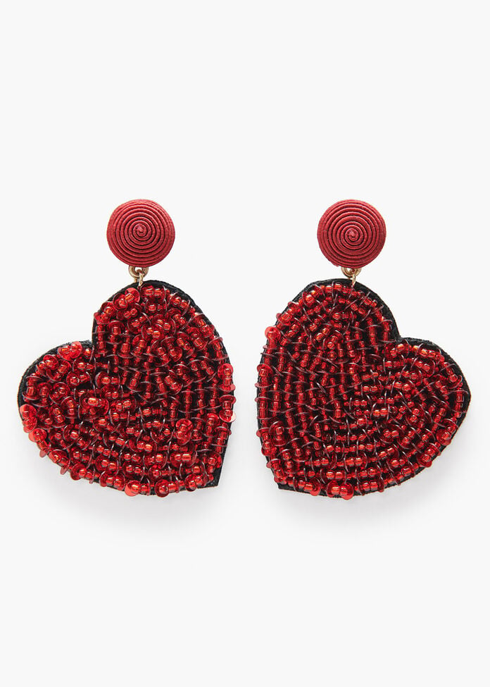 Sparkle Heart Earrings, , hi-res