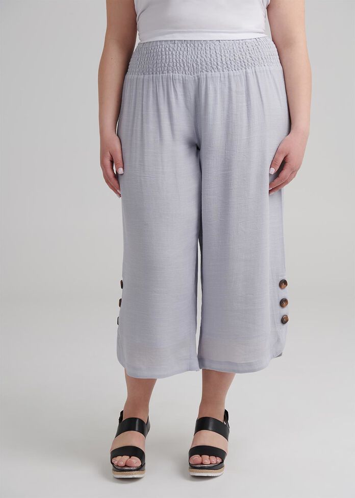 Petite Button Crop Pant, , hi-res