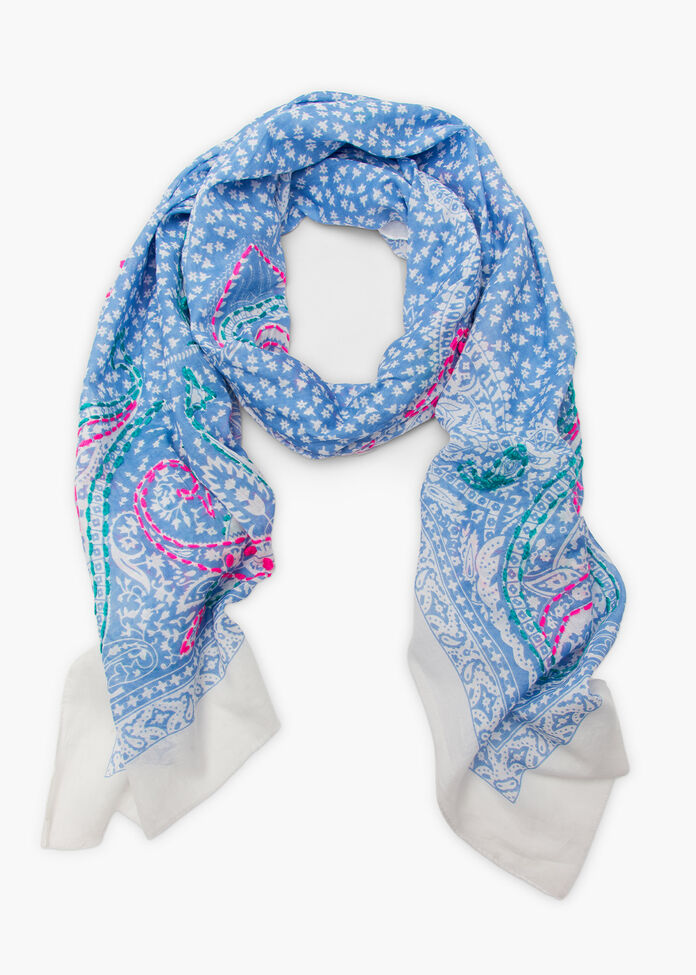 Embroidered Summer Scarf, , hi-res