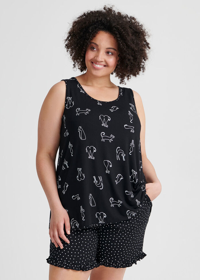 Bamboo Kitty Cat Pj Top, , hi-res