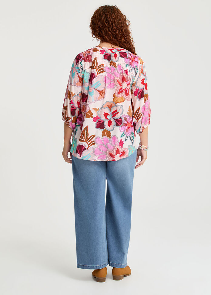 Natural Wildflower Print Top, , hi-res