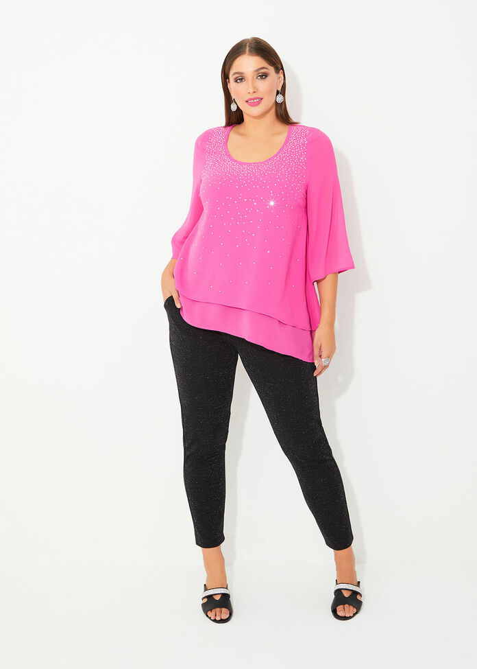 Crystal Layered Evening Top, , hi-res