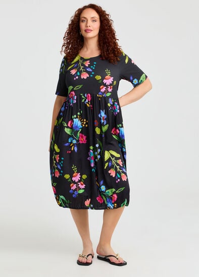 Plus Size Natural Flora Midi Dress