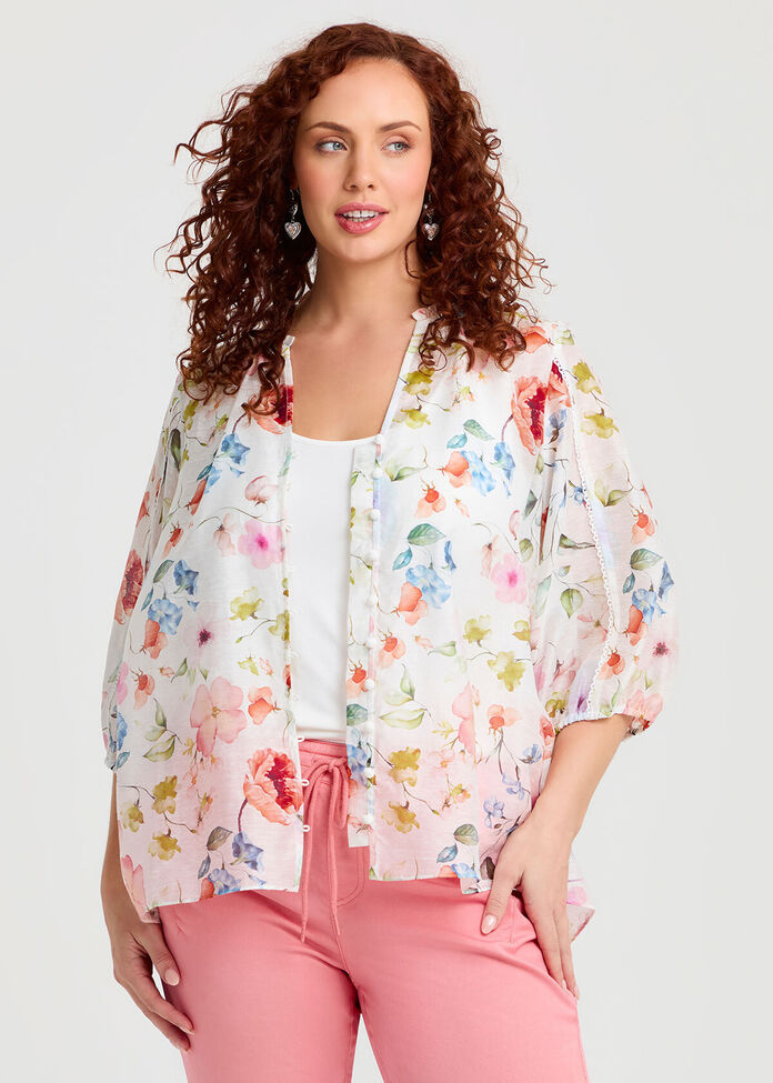 Tencel Blend Delicate Bloom Top, , hi-res