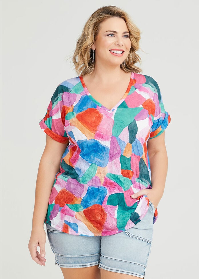Shop Plus Size Abstract Art V-neck Top in Multi | Taking Shape AU