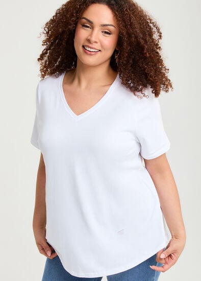 Plus Size Good Earth Australian Cotton V-neck T-shirt