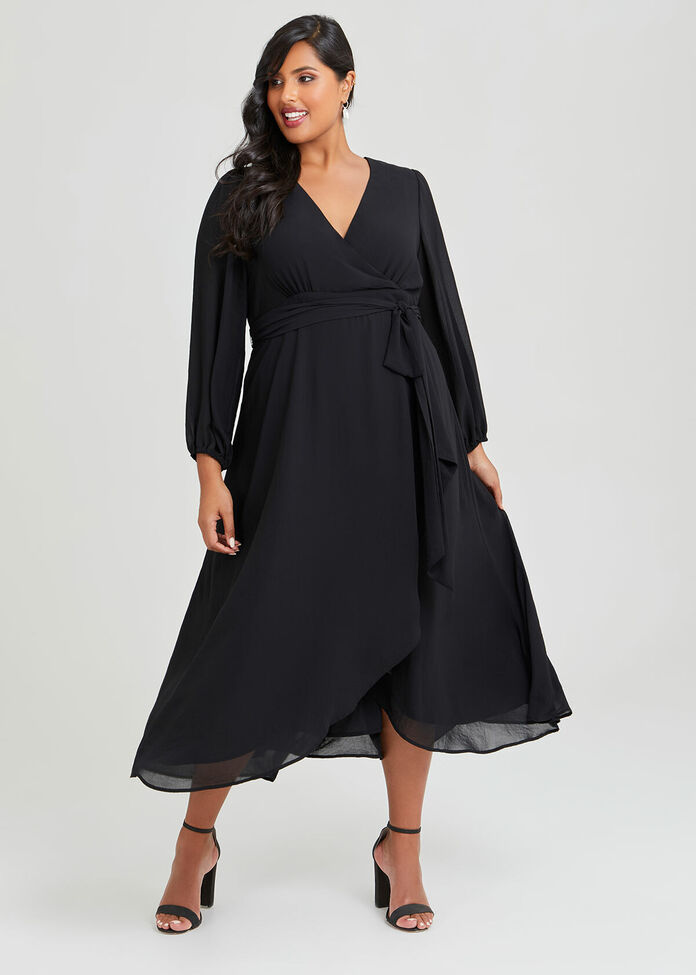 Shop Plus Size Amelie Chiffon Cocktail Dress in Black | Sizes 12-30 ...