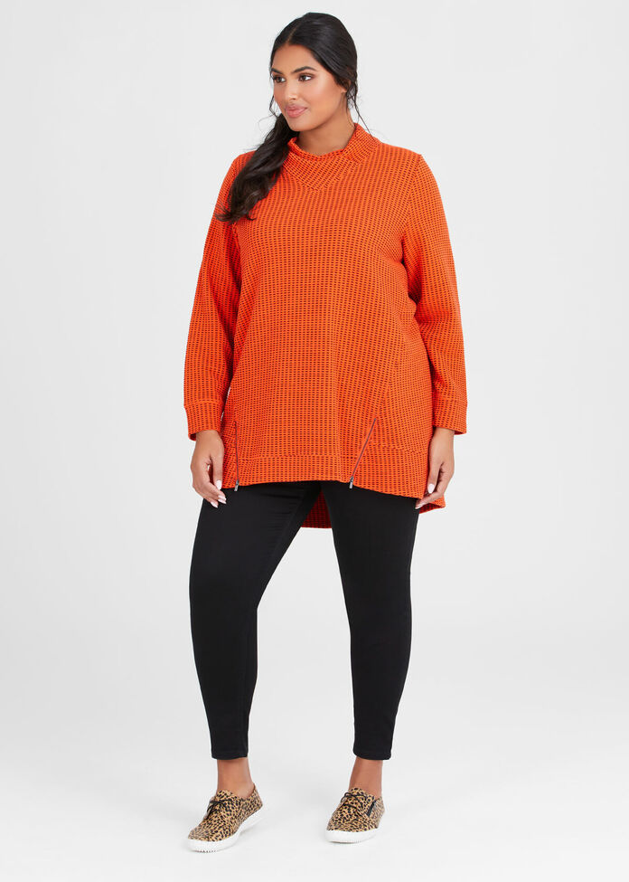 Textured Ticking Zip Top, , hi-res