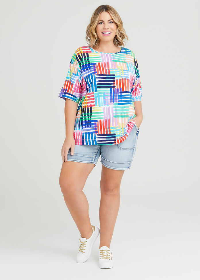 Shop Plus Size Cotton Abstract Check Top, Multi | Taking Shape AU