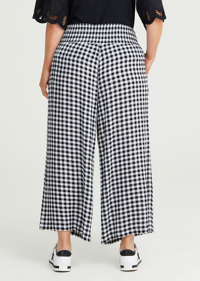 Shop Plus Size Natural Gingham Wide Leg Pant in Black | Sizes 12-30 ...