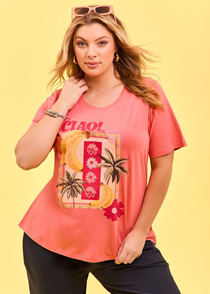 Cotton Ciao Print T-shirt, , hi-res