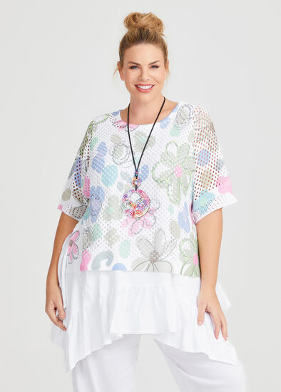 Plus Size Fleur Pointelle Knit Over Top