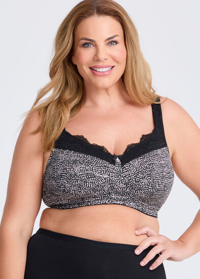 Plus Size Wirefree Cotton Support Lace Bra
