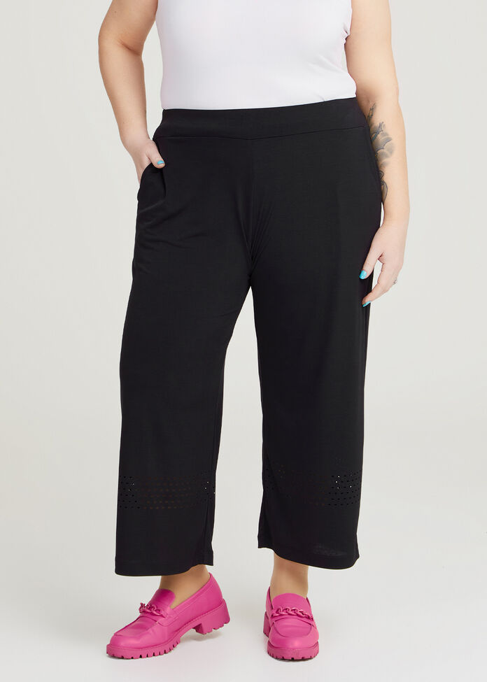 Shop Plus Size Laser Cut Detail Cullote Pant in Black | Taking Shape AU