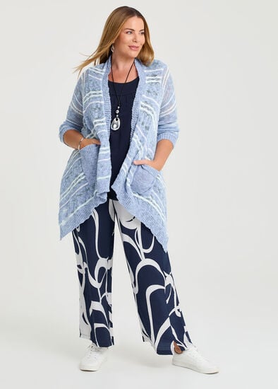 Plus Size Sailor Button Print Natural Pant