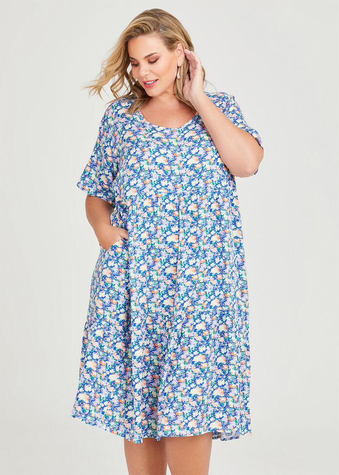 Shop Plus Size Ditsy Floral Midi Tier Dress in Blue | Taking Shape AU