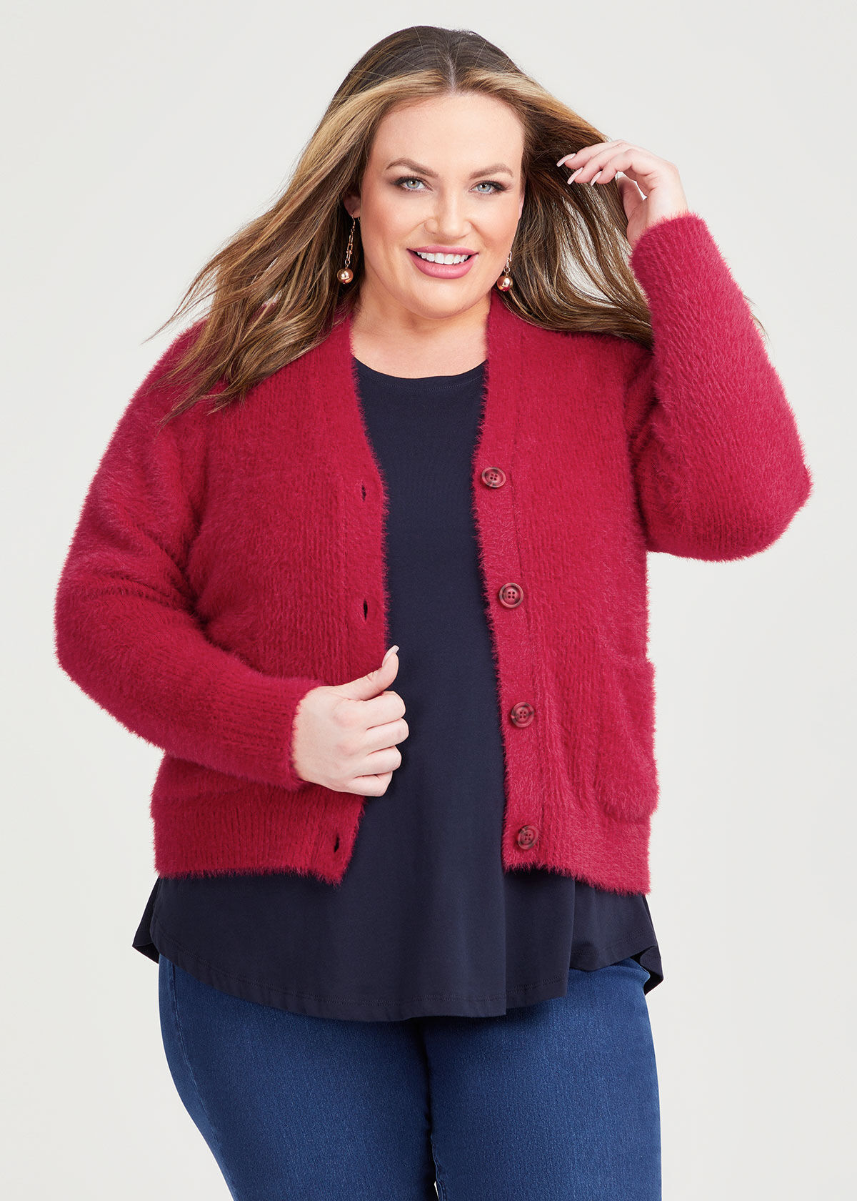 Plus Size Fluffy Knit Short Cardigan Sizes 12 30 Taking Shape