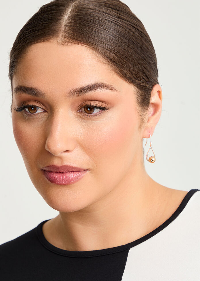 Two Tone Ball Earrings, , hi-res