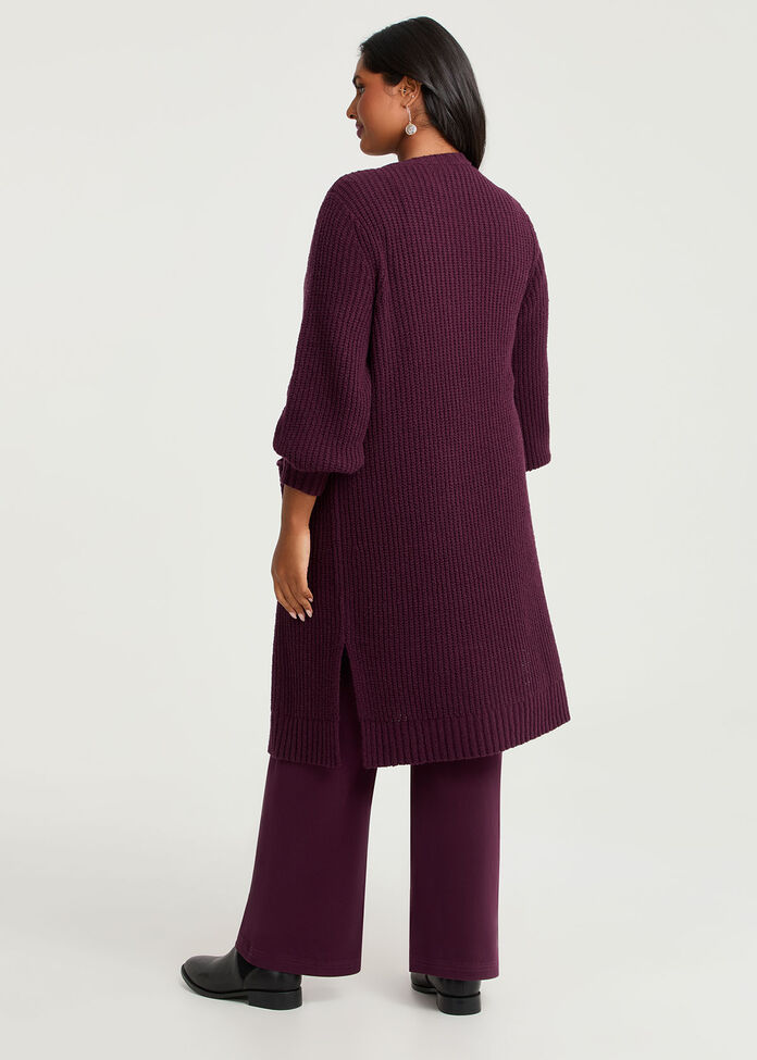 Longline Pocket Rib Cardigan, , hi-res
