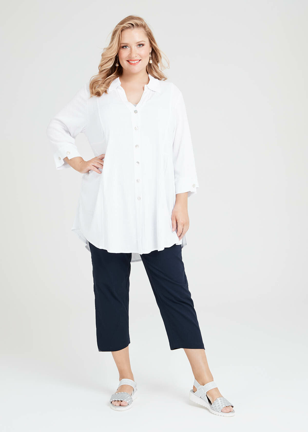 Shop Bamboo Trapeze Crop Pant in Blue 