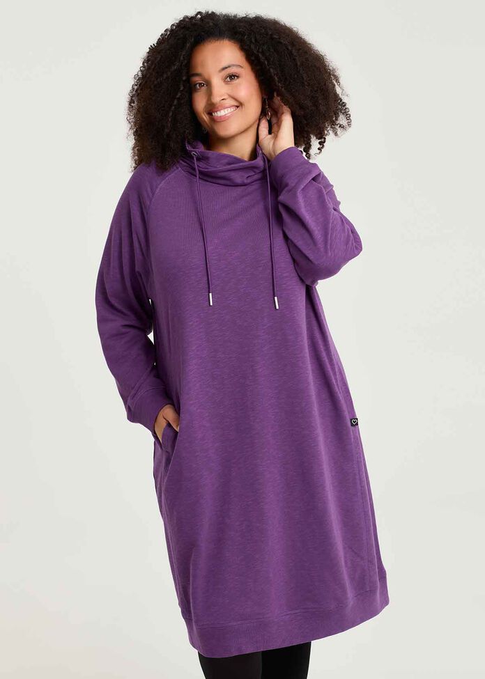 Funnel Neck Sweat Dress, , hi-res
