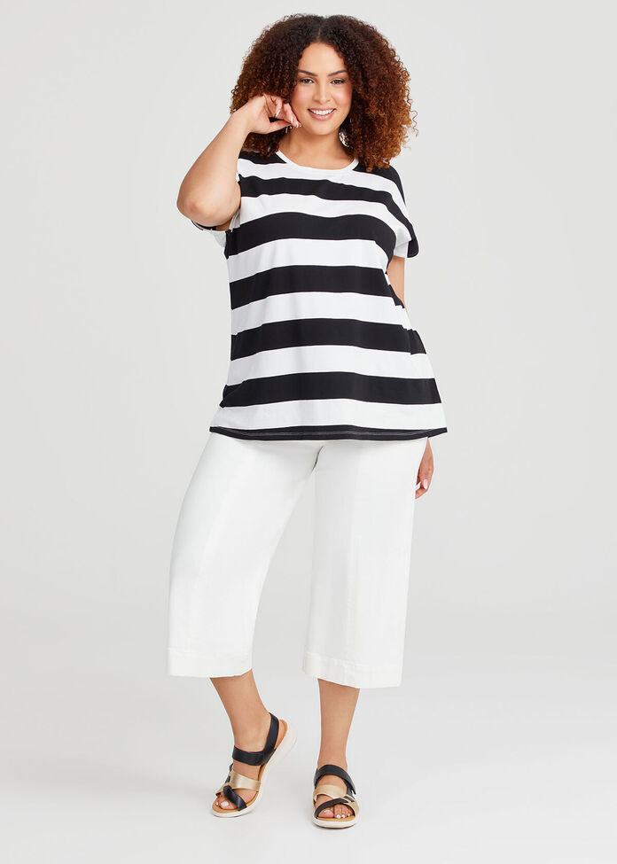 Pintuck Wide Leg Crop Jean, , hi-res