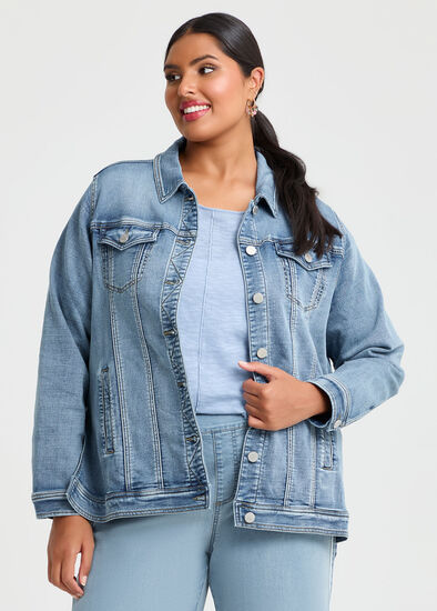 Plus Size Denim Side Splits Jacket