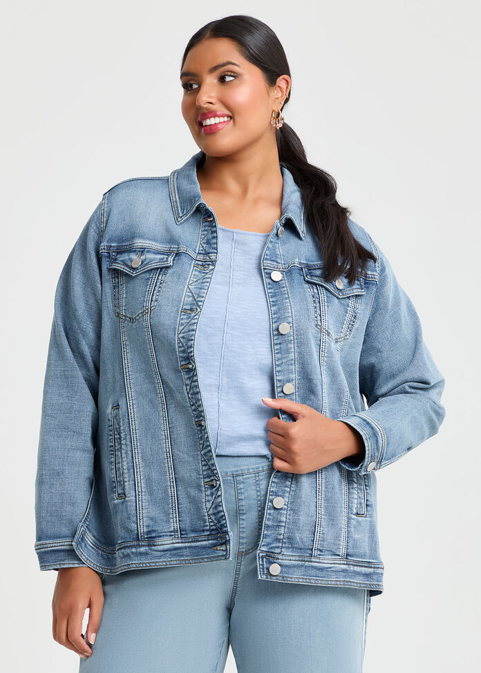 Denim Side Splits Jacket, , hi-res