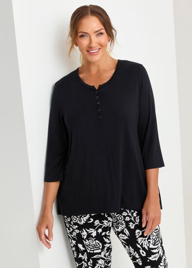 Plus Size Bamboo Monochrome Pyjama Top