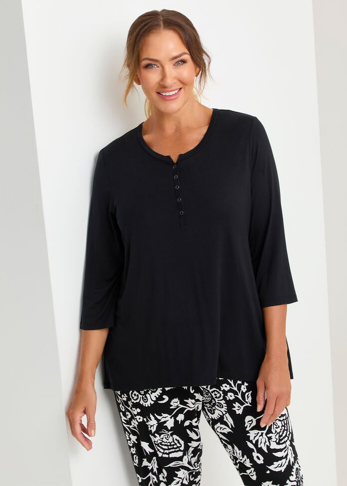Bamboo Monochrome Pyjama Top, , hi-res