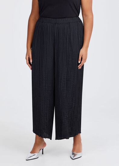 Plus Size Crinkle Satin Wide Leg Pant