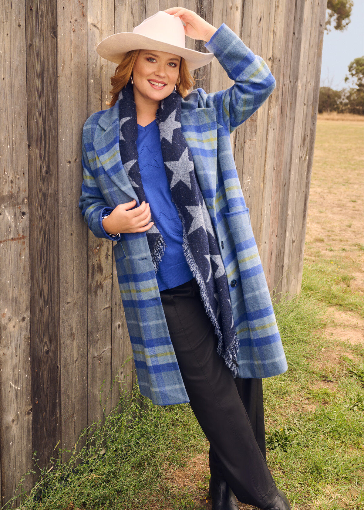 Wool blend check coat outlet