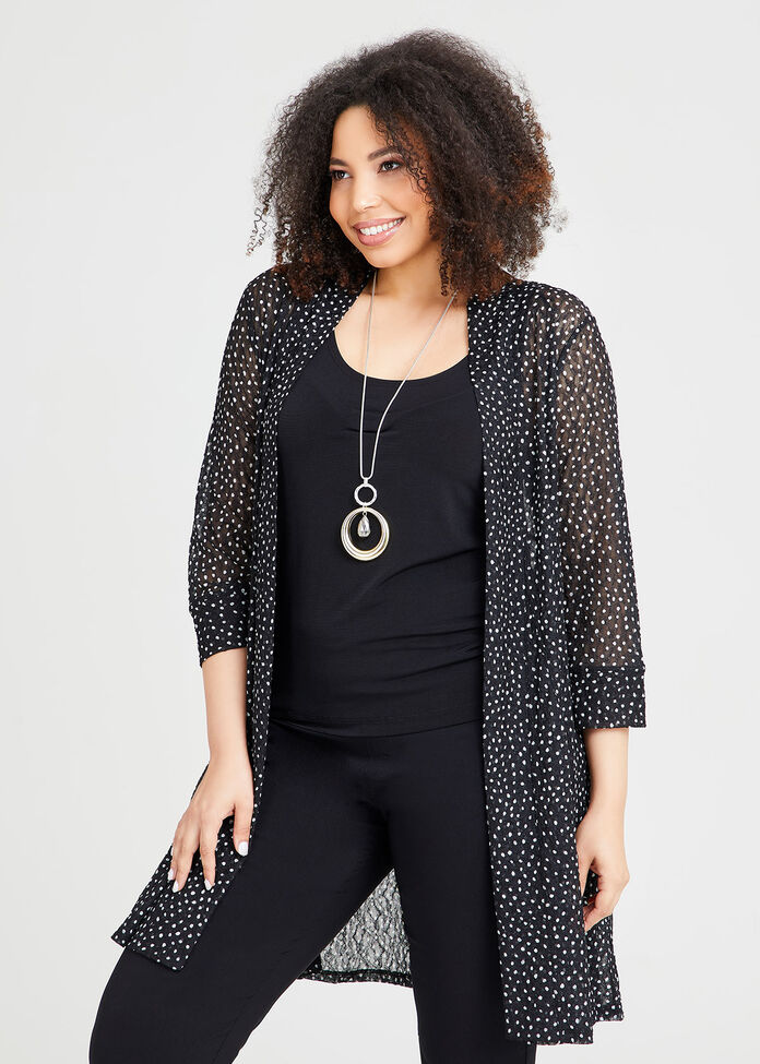 Fancy Printed Cardigan, , hi-res