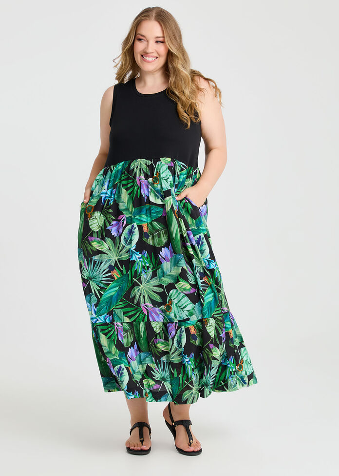 Natural Mix Jungle Maxi Dress, , hi-res