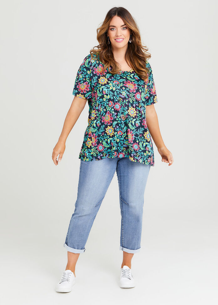 Yoke Detail Straight Leg Jean, , hi-res