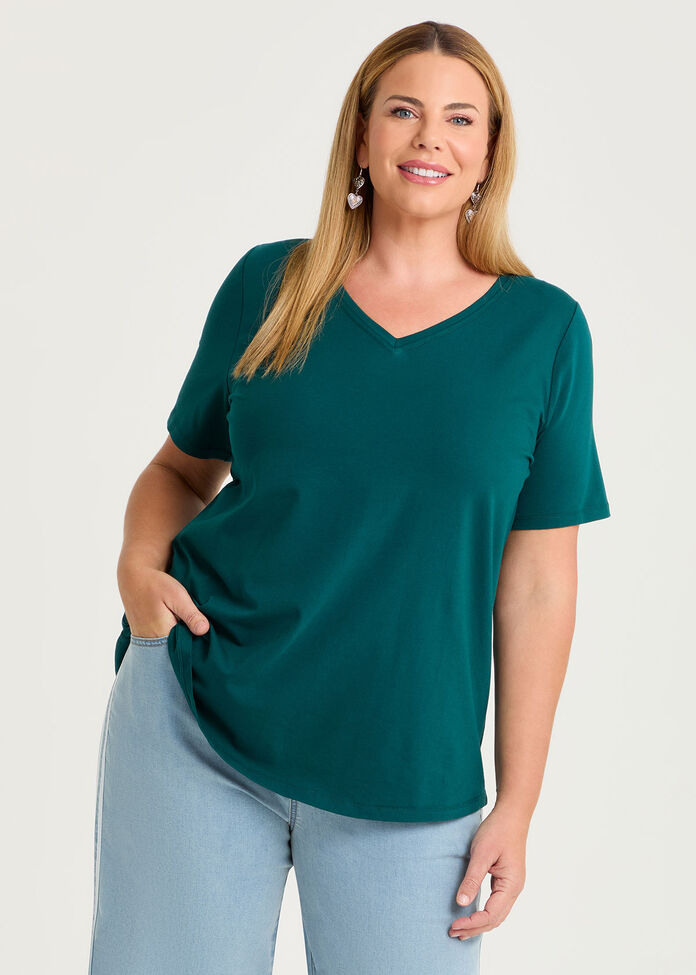 Organic Cotton V-neck T-shirt, , hi-res