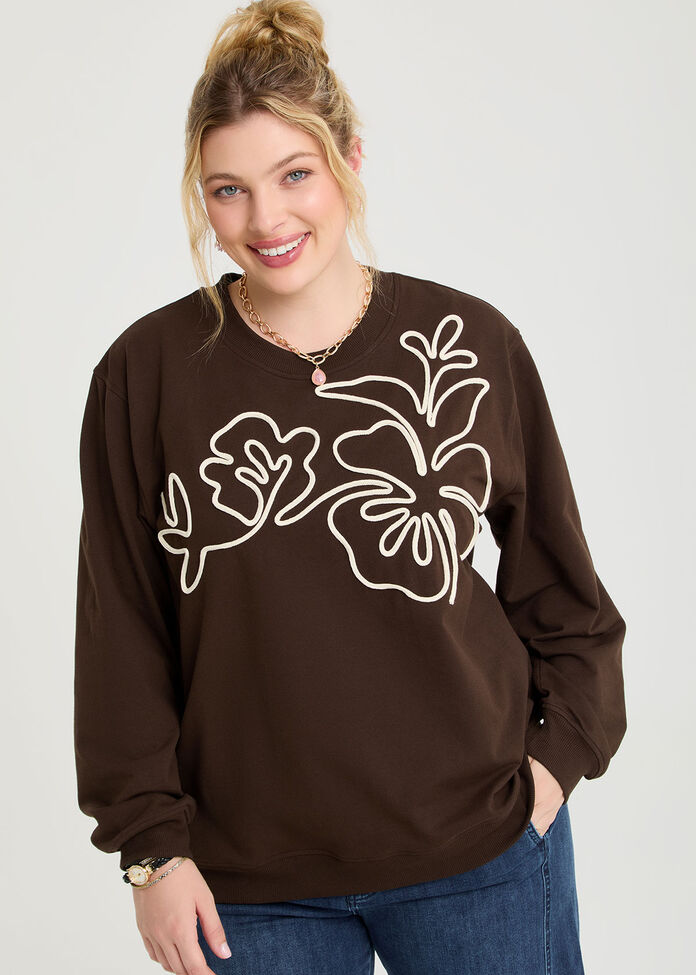 Cotton Cord Applique Sweatshirt, , hi-res