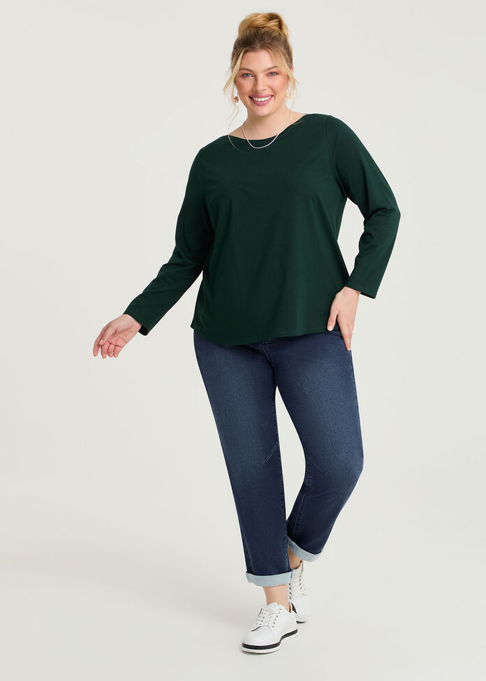 Good Earth Cotton Australian Cotton Boat Neck Top, , hi-res