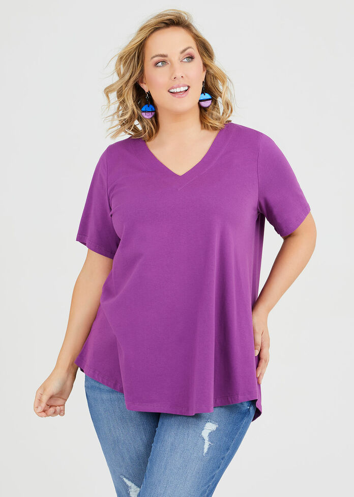 Organic V-neck Swing Basic Tee, , hi-res