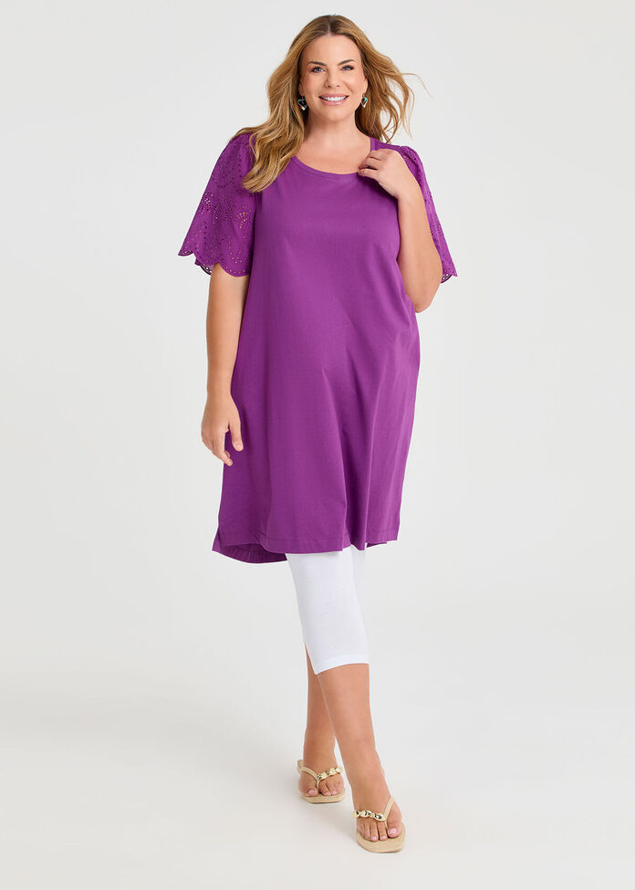 Cotton Broderie Palm Dress, , hi-res