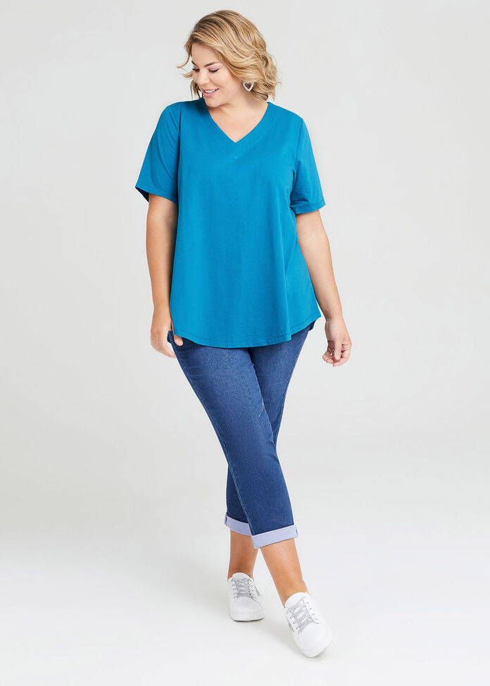 Organic V-neck Swing Basic Tee, , hi-res