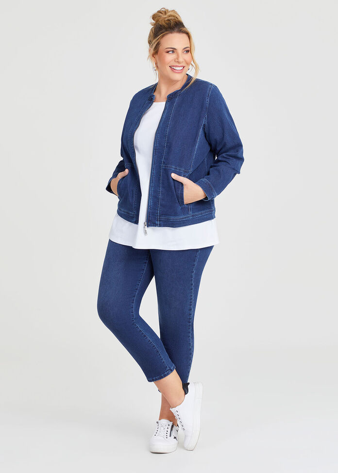 Pull-on Embellished Crop Jean, , hi-res