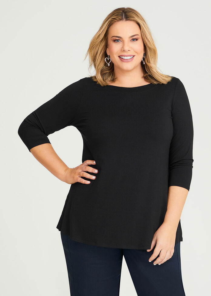 Plus Size Natural Boat Neck Top | Sizes 12-30 | Taking Shape