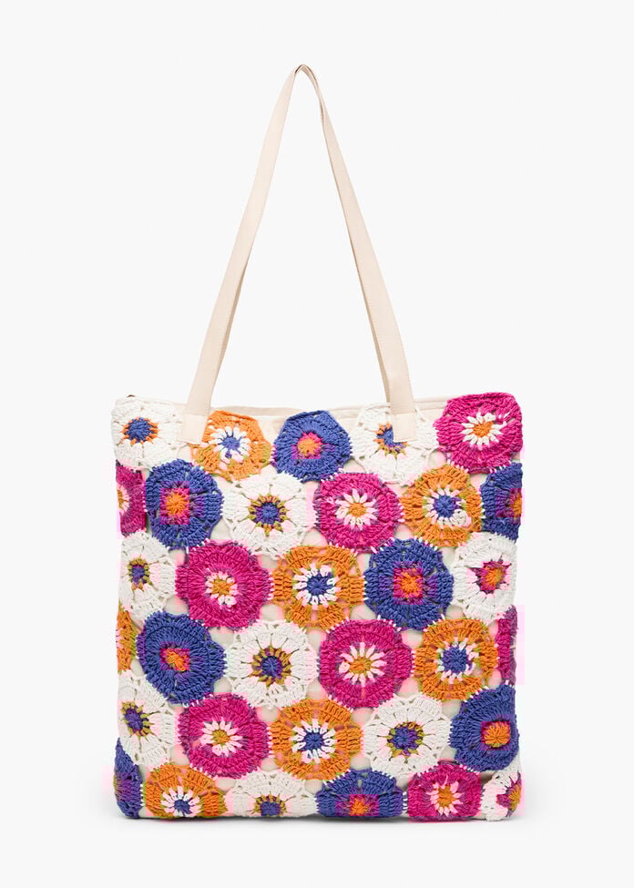 Crochet Flower Tote Bag, , hi-res
