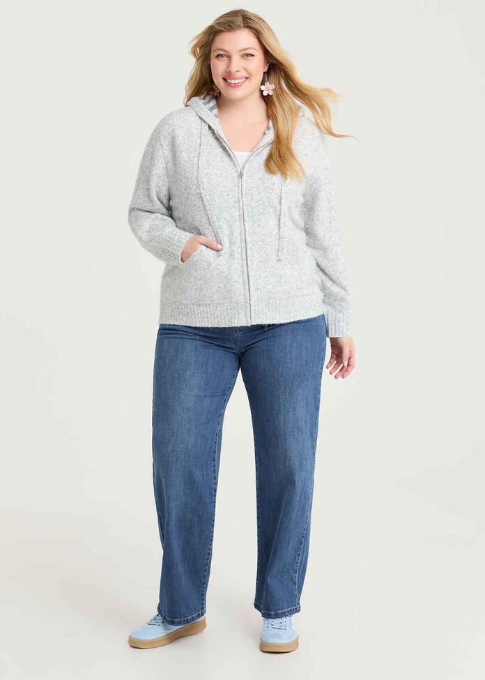 Zip Through Hooded Cardigan, , hi-res